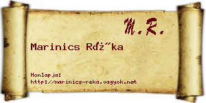 Marinics Réka névjegykártya